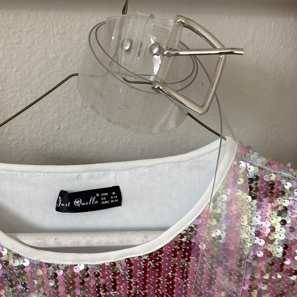 Sequin Mini Dress in Silver and Pink - Picture 3 of 5